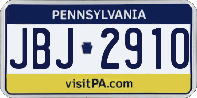 PA license plate JBJ2910