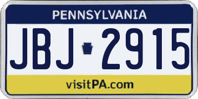 PA license plate JBJ2915