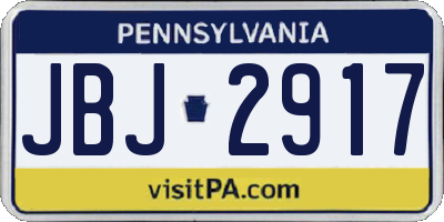 PA license plate JBJ2917