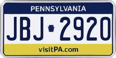 PA license plate JBJ2920