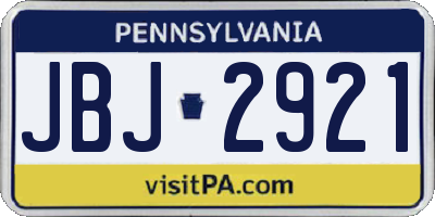 PA license plate JBJ2921