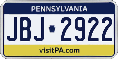 PA license plate JBJ2922