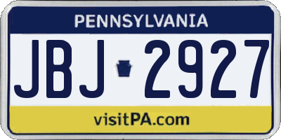 PA license plate JBJ2927