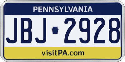 PA license plate JBJ2928