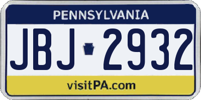 PA license plate JBJ2932