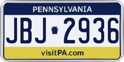 PA license plate JBJ2936