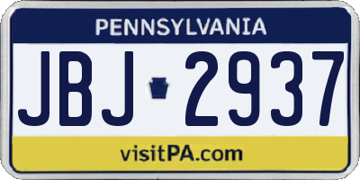 PA license plate JBJ2937