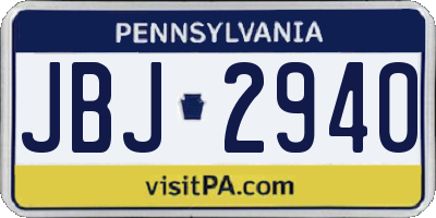 PA license plate JBJ2940
