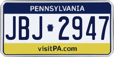 PA license plate JBJ2947