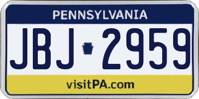 PA license plate JBJ2959