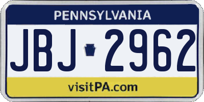 PA license plate JBJ2962