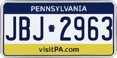 PA license plate JBJ2963