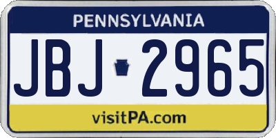 PA license plate JBJ2965