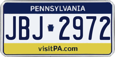 PA license plate JBJ2972