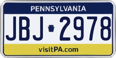 PA license plate JBJ2978