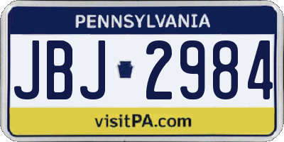 PA license plate JBJ2984