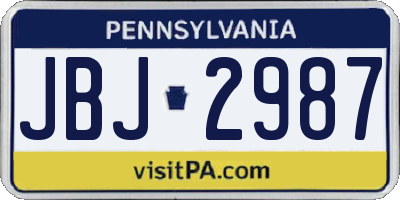 PA license plate JBJ2987