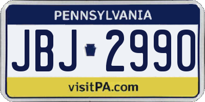 PA license plate JBJ2990