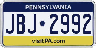 PA license plate JBJ2992