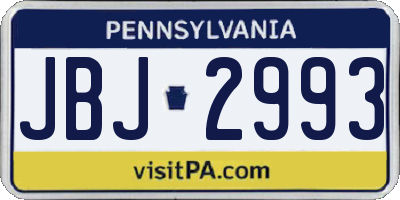 PA license plate JBJ2993
