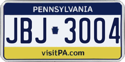 PA license plate JBJ3004