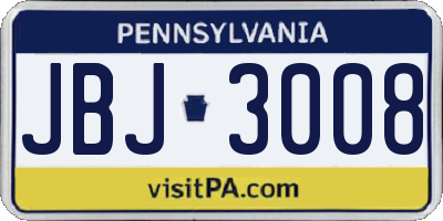 PA license plate JBJ3008