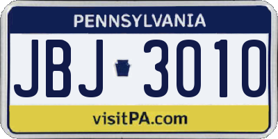 PA license plate JBJ3010