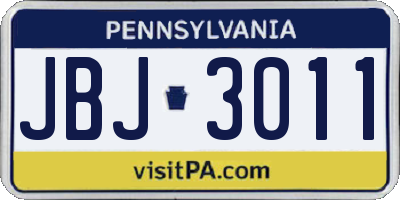 PA license plate JBJ3011