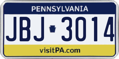 PA license plate JBJ3014