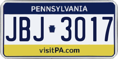 PA license plate JBJ3017