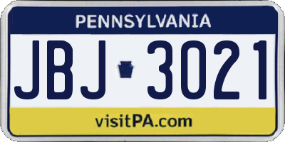 PA license plate JBJ3021