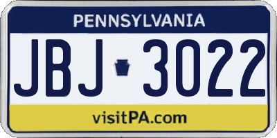 PA license plate JBJ3022