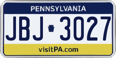 PA license plate JBJ3027