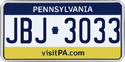 PA license plate JBJ3033