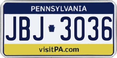 PA license plate JBJ3036