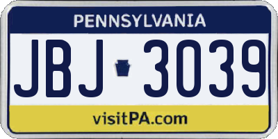 PA license plate JBJ3039