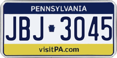 PA license plate JBJ3045