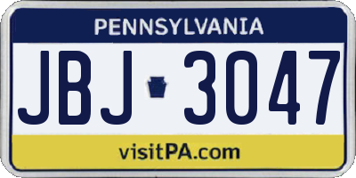 PA license plate JBJ3047