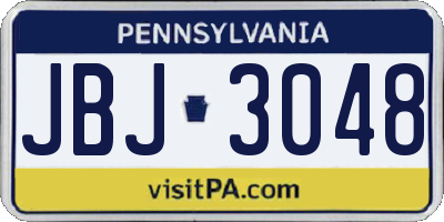 PA license plate JBJ3048