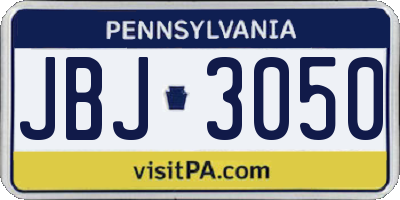 PA license plate JBJ3050