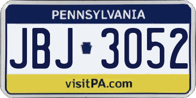 PA license plate JBJ3052