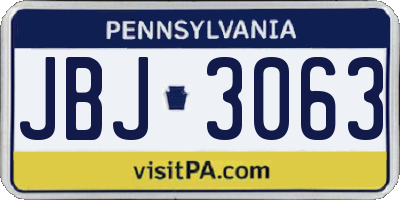 PA license plate JBJ3063