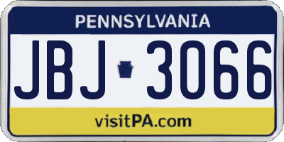 PA license plate JBJ3066