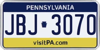 PA license plate JBJ3070