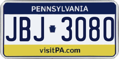 PA license plate JBJ3080