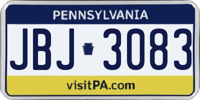 PA license plate JBJ3083