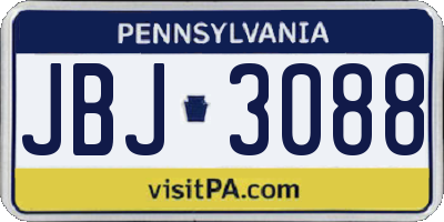 PA license plate JBJ3088