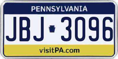 PA license plate JBJ3096