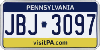 PA license plate JBJ3097