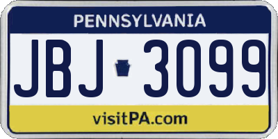 PA license plate JBJ3099
